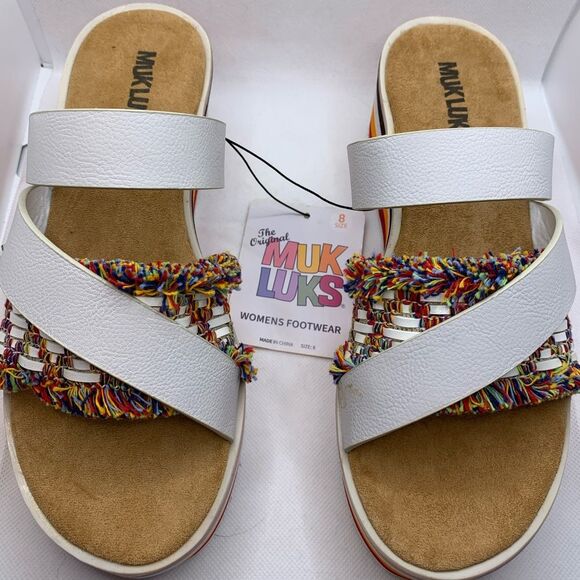 Muk Luks Groove Artist Sandals Slip On Platform Shoes Colorful Size 8 - Picture 1 of 9